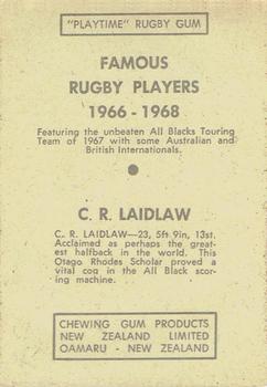 1968 Playtime Rugby Gum Famous Rugby Players - Blue #13 Chris Laidlaw Back